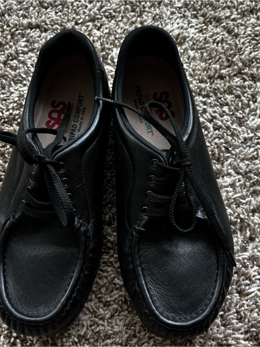 SAS women tripod Black Leather Slip-On Lace Shoe 8